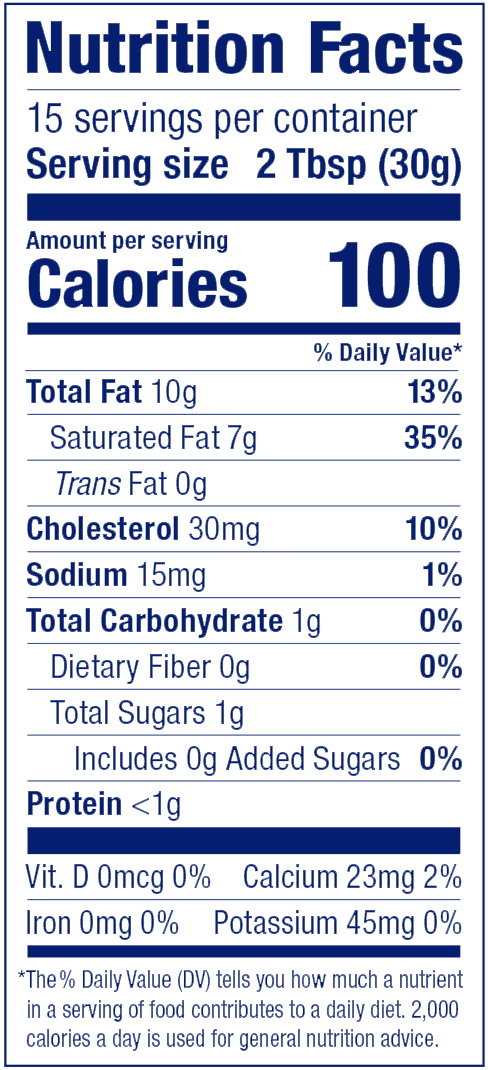 Nutrition facts of Parmalat Nata <br>Crema Para Desayuno